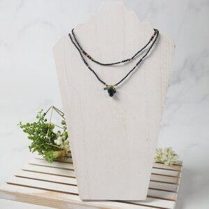 Beautiful Long Blue Beaded Necklace/Wrap Bracelet